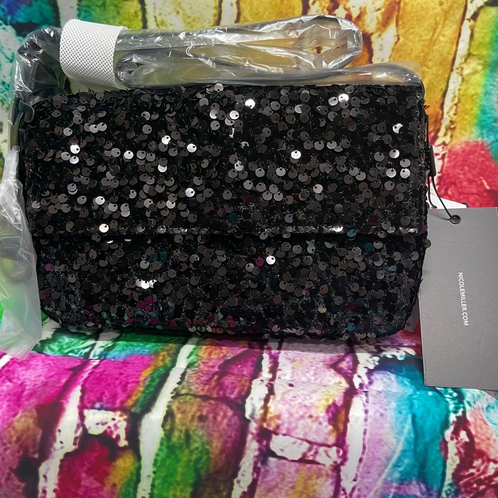 Black Sequin Shoulder Bag